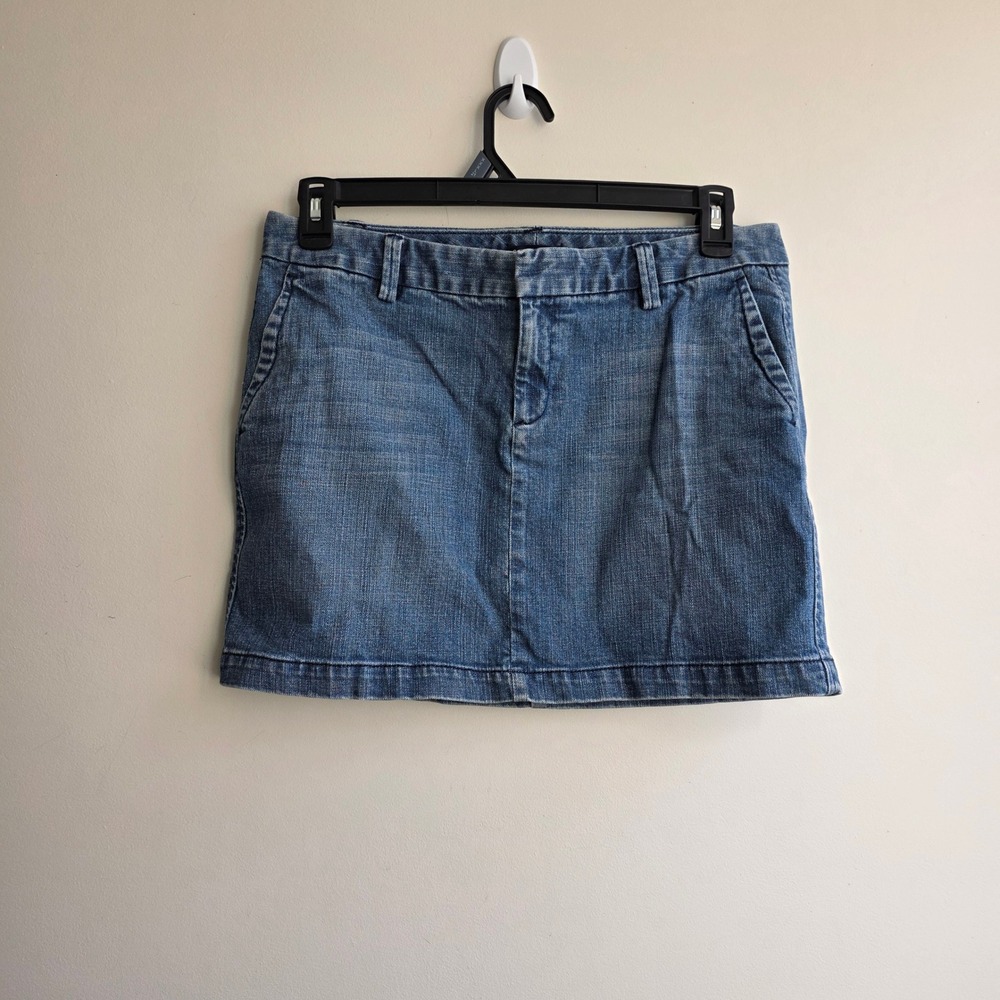 Gap Denim Micro Mini Skirt Size 10 Blue Medium Wash Y2K Cotton Stretch‎ Jean